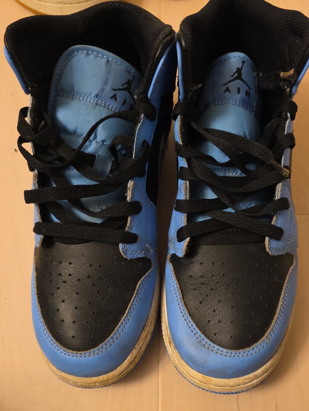 Jordan Kids Black and Light Blue High-Top Sneakers